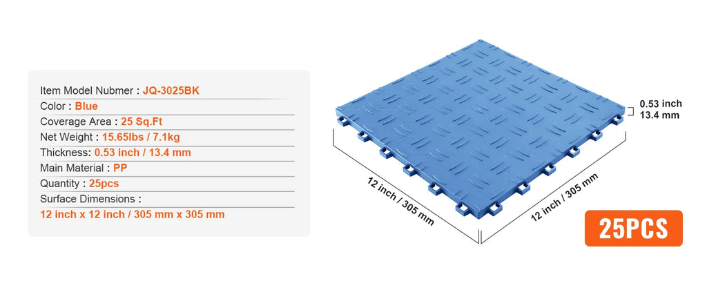SucceBuy Garage Tiles Interlocking Garage Floor Covering Tiles Non-Slip Double-Sided Texture for Garages Basements Repair Shops
