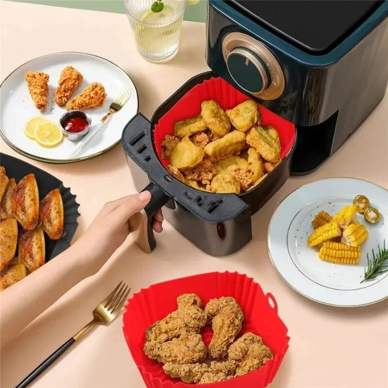 2pcs Liner de Silicona Cuadrado para Air Fryer 8" | Reutilizable | 4-7 QT 🍳