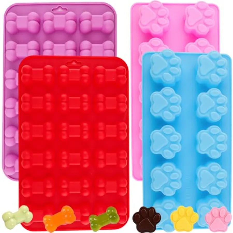 Molde de Silicona Pata y Hueso de Perro | Jelly, Chocolate y Snacks para Mascotas 🐾