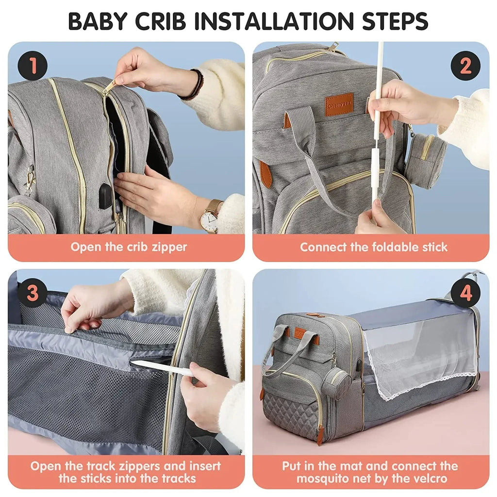 Mochila Pañalera 3 en 1 | Bolso Maternal Multifuncional para Mamá