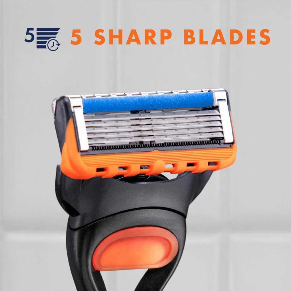Men's 5-Blade Manual Safety Razor Features 6 layers of stainless steel blades With ergonomic metal handle Includes 4-24 Heads