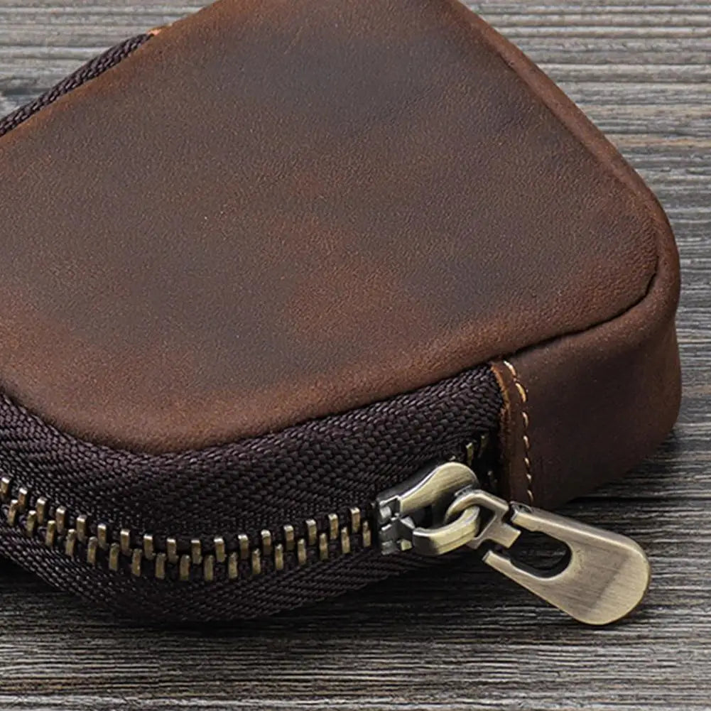 Stylish Retro PU Leather Change Purse Small Zipper Coin Pouch with Carabiner,Mini Keychain Coin Purse Wallet Charm for Women Men