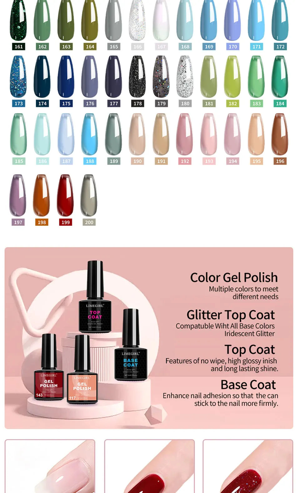 Limegirl Nail Gel Polish Kit With USB UV Lamp Semi-Permanent 8ml Soak Off Base&Top Coat Varnish Manicure Set for Nails Salon Kit