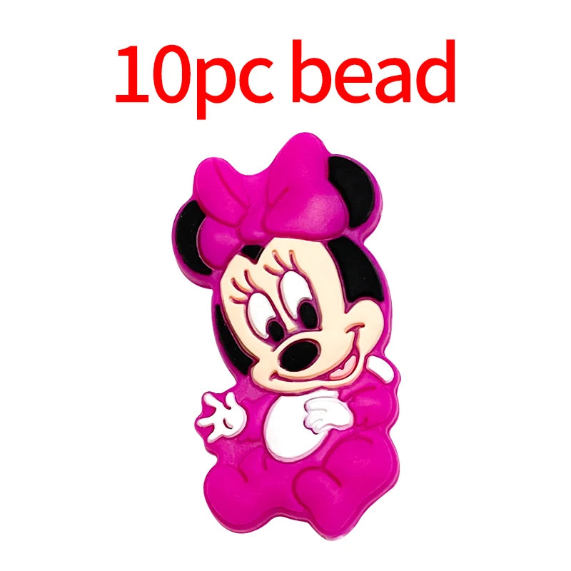 1/3/10pcs Silicone Mickey Teething Beads Food Grade Cartoon Shape Baby Teethers Toys DIY Pacifier Clips Chain Accessories