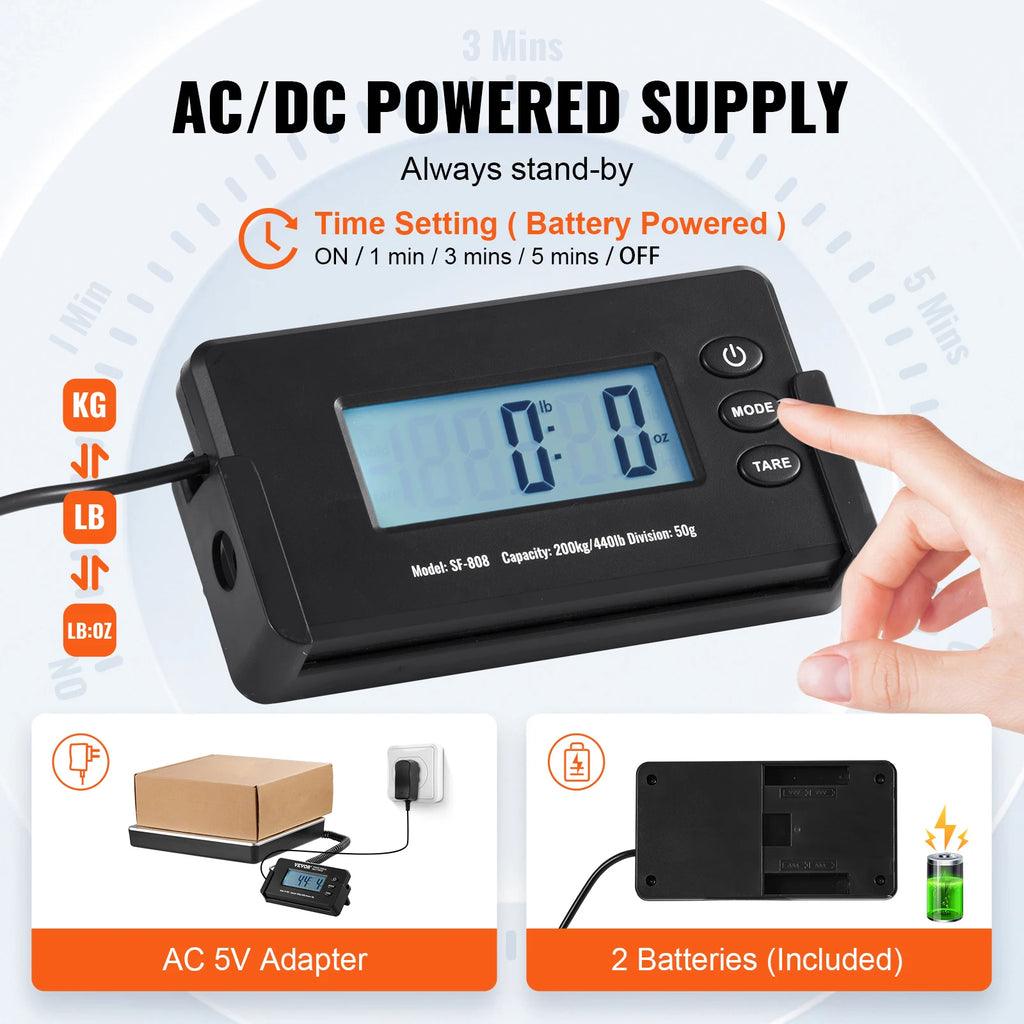 SucceBuy Digital Shipping Scale 440lbs | Timer + Tare | HD LCD | Home & Post Office