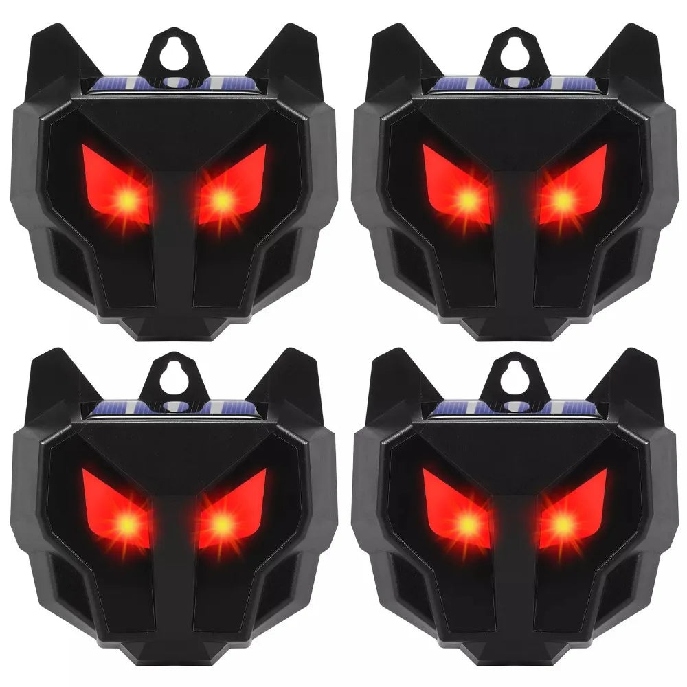 4 Pack Solar Nocturnal Animal Repeller Outdoor, Predator Deterrent with Red Lights, Wild Animals Repellent