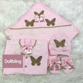5pcs Newborn Baby Embroidery Lace Romper Outfit Clothing Cotton Infant Wrapped Baby Products Pants Mittens Receiving Blanket