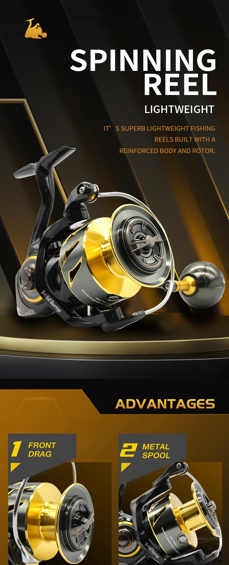 ROOBLINOS SW Spinning Reel Ultralight  Saltwater Surf Reel  5.0:1 9+1 BB Max Drag 12kg Fishing Reels Wheel - Firu Total Sales