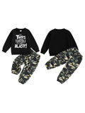 Toddler Boy Autumn Birthday Set with Letter Print Sweatshirt and Camo Pants Long Sleeve Outfit for Fall Celebration - Firu Total Sales