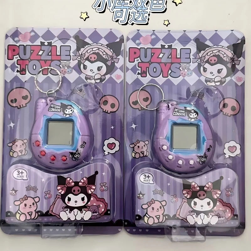 Hello Kitty Keychain Virtual Pet Mini Game Console Harajuku Girl Pink Angel Kuromi Cartoon Bag Pendant Toys Birthday Gifts