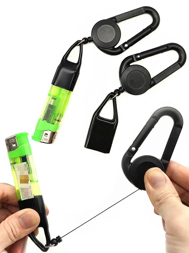1Pcs Silicone Lighter Protective Cover Regular Size Lighter Holder Sleeve Clip With Retractable Keychain Smoking Accessories