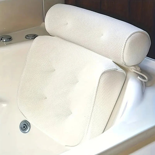 1 spa bathtub pillow with anti-slip suction cups for neck and back support, bathtub/bathroom accessory