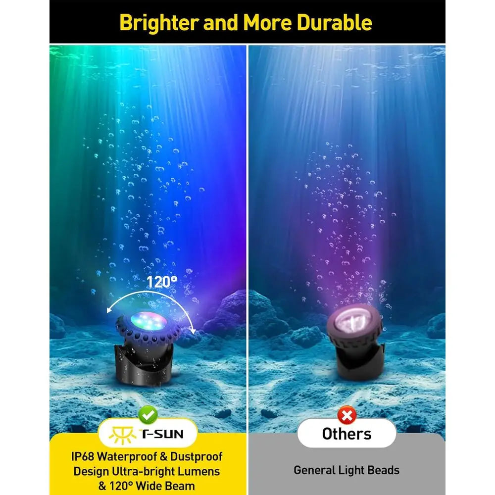 LED Pond Lights Underwater, Color Changing Submersible ountain Lights with APP Control, Waterproo Spotlight with 16 Million Col,