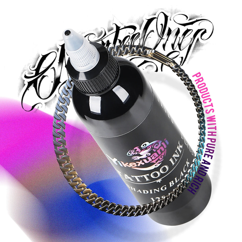 1 Bottle Of Premium Black Tattoo Ink | Cut Line Black/Super Black, Darkest, For Outlining, Shading And Blending, Long Lasting