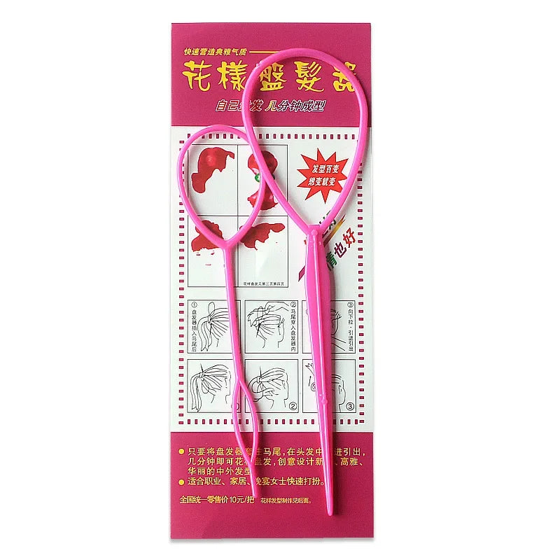 Popular 1SET Ponytail Creator Plastic Loop Styling Tools Pony Topsy Tail Clip Hair Braid Maker Styling Tool For Women Girl
