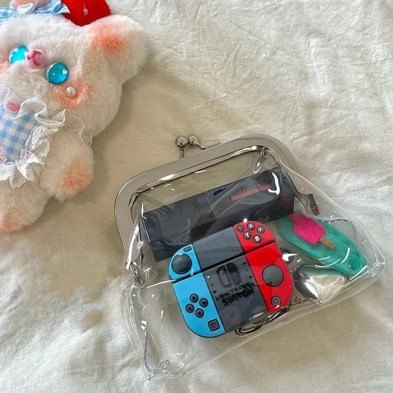 1PC Transparent Mini Coin Purse-Portable Mini Makeup Pouch Headphone Bag Travel Cosmetic Organizer