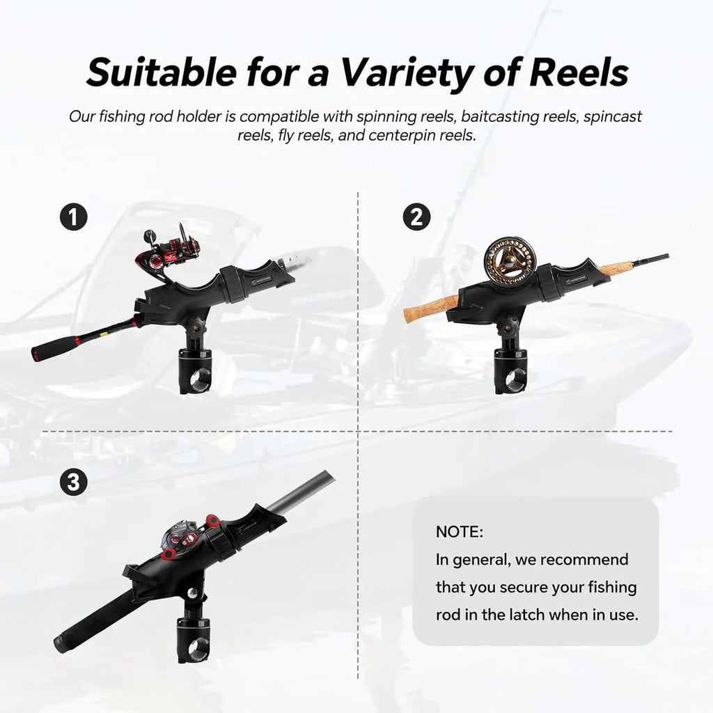 Universal Fishing Rod Holder Kit with 360-Degree Adjustment for Kayak and Boat Fishing