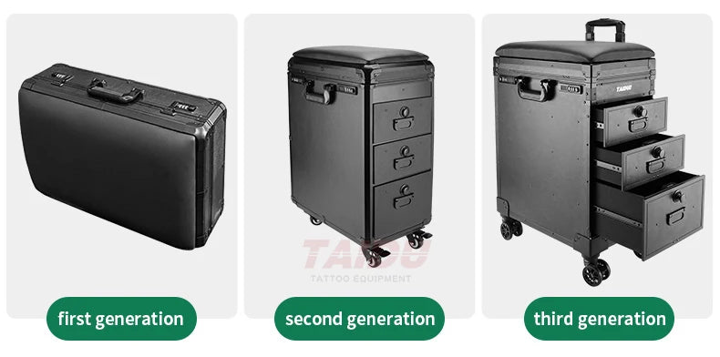TAIDU Suitcase Tattoo With Three Drawers Luggage Case Composite PU ABS Traveling Case Large Storage Space Tattoo Equipment