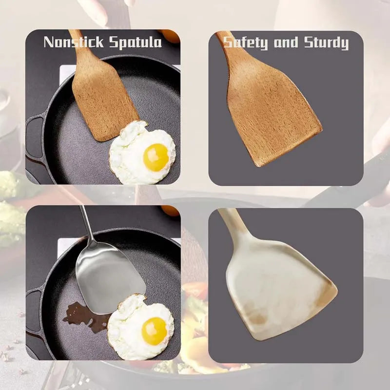 Set 5 Utensilios de Cocina de Madera | Sin Olor | Resistente al Calor | Hogar 🍳