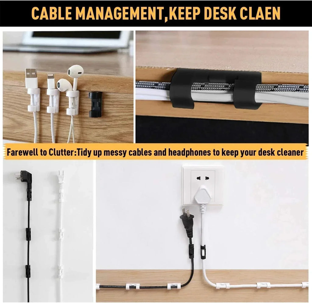 5-60Pcs Cable Clips Organizer Drop Wire Holder Cord Management Self-Adhesive Desk Tidy Cable Manager Fixed Clamp Wire Winder