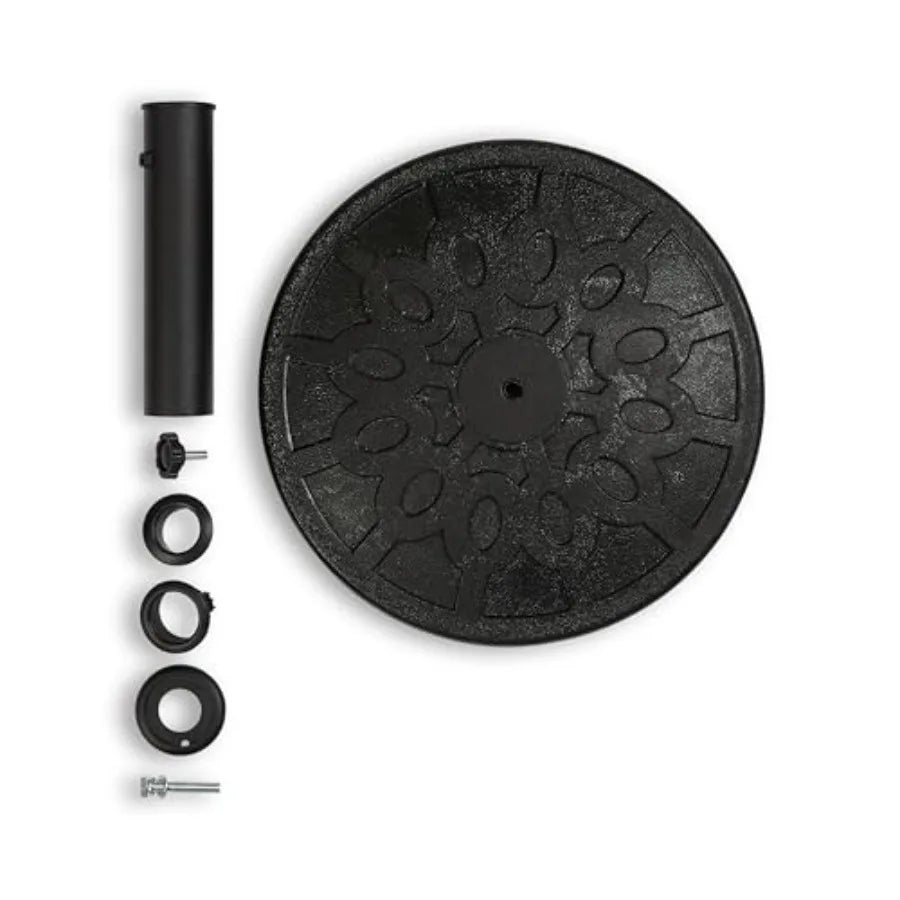 Backyard Expressions 20 lb Round Patio Umbrella Base Heavy Duty Resin-Coated Calcium Carbonate Stand with Adjustable Pole Adapt