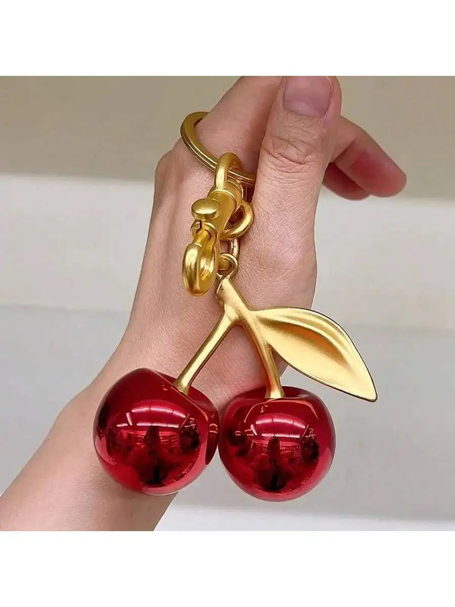 New Fashion Crystal Cherry Pendant Metal Key Chain, Suitable For Daily Wear, For Bag Accessories, Can Send Family Gifts, Friends