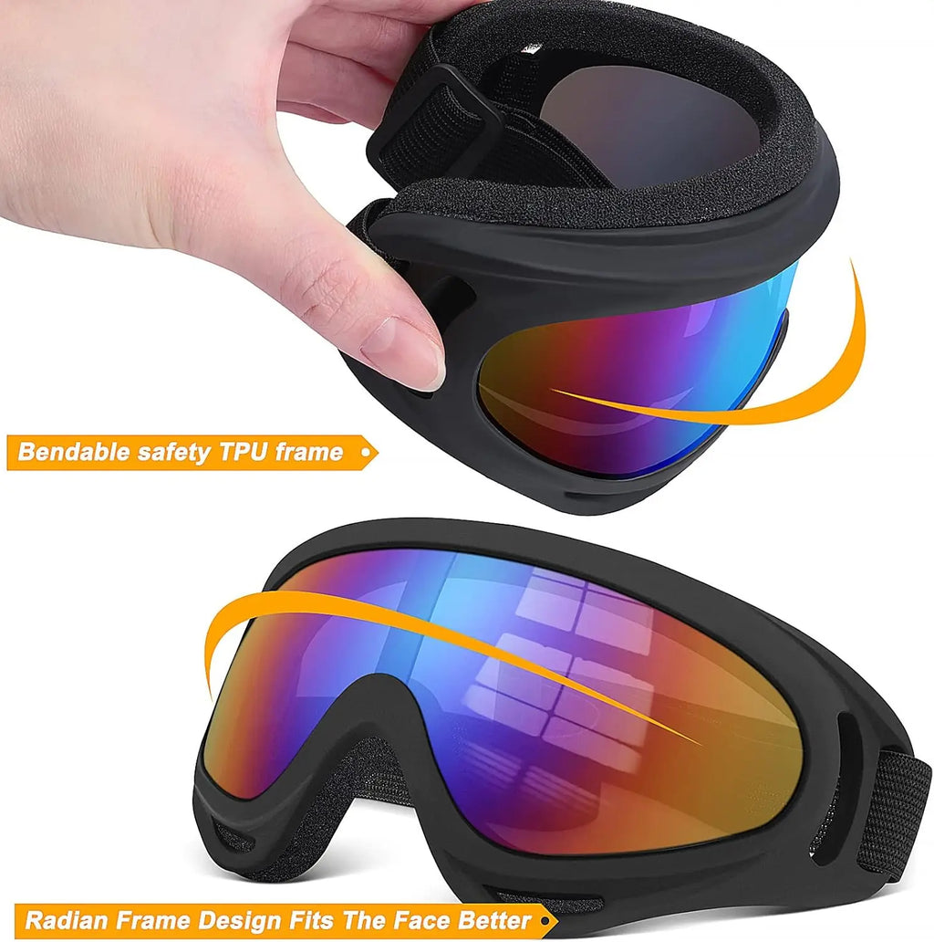 Motorcycle Goggles for Men and Women, ATV Ski Anti-UV Dustproof Windproof Fit Helmet