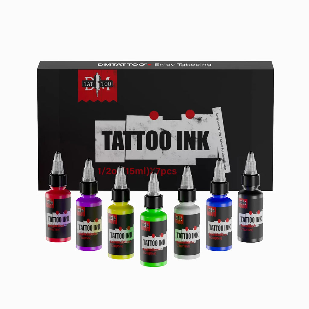DM 15ml 7Colors Tattoo Ink Body Art Pigment Professional Beauty Paints Makeup Tattoo Supplies Semi-permanent Tattoo Supplies