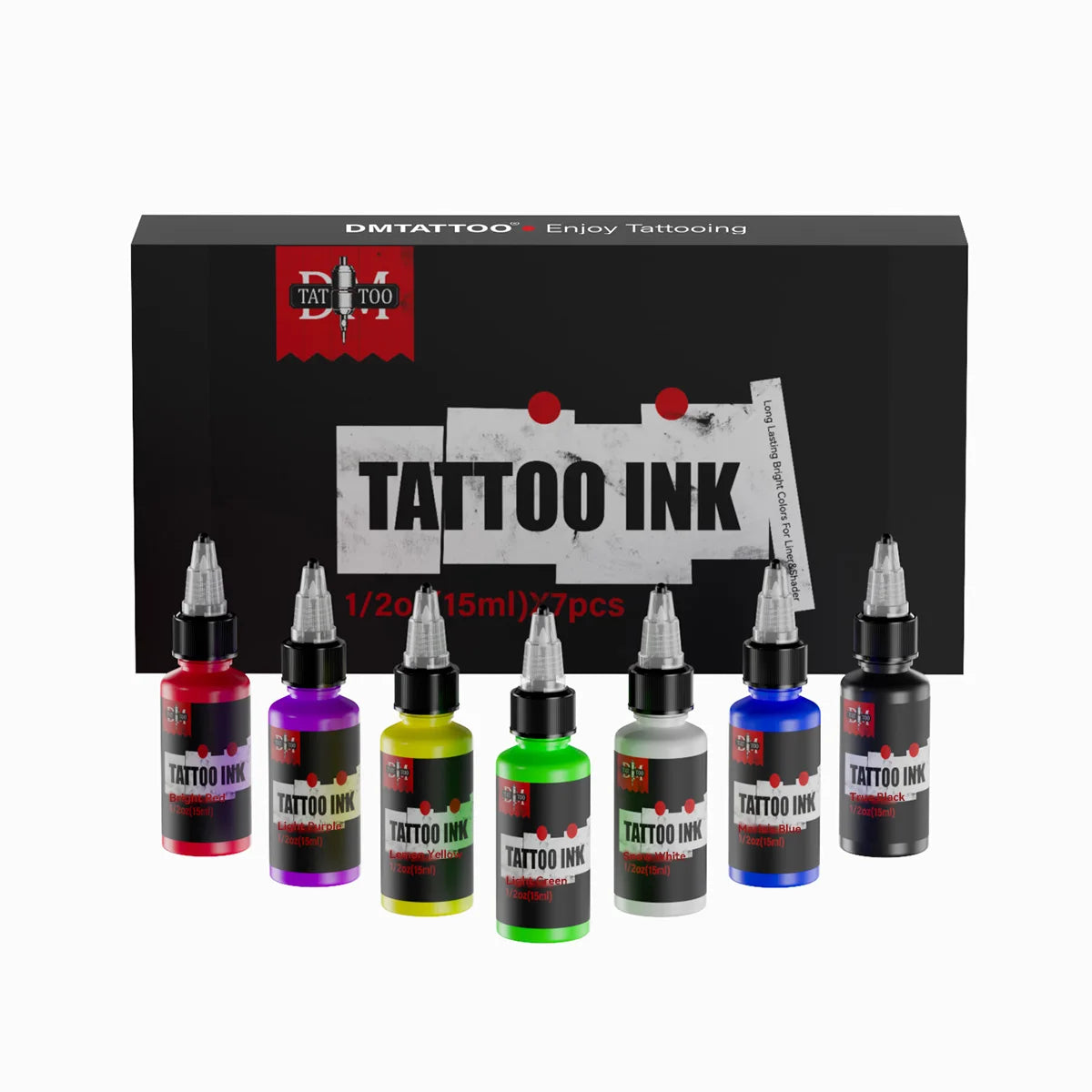 DM 15ml 7Colors Tattoo Ink Body Art Pigment Professional Beauty Paints Makeup Tattoo Supplies Semi-permanent Tattoo Supplies