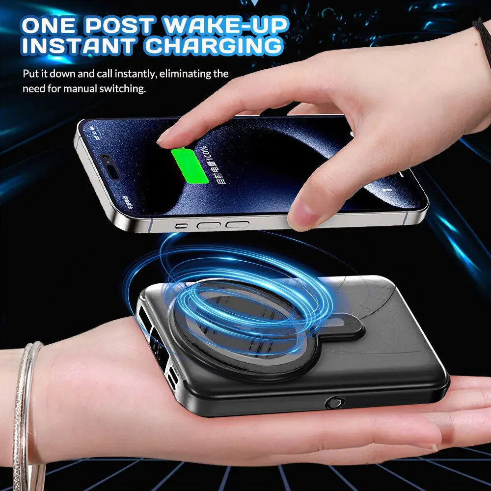 10000mAh Power Bank 15W Magnetic Fast Charging External Battery Wireless Charger with 4lines Cable for iPhone 15/14/13 xiaomi