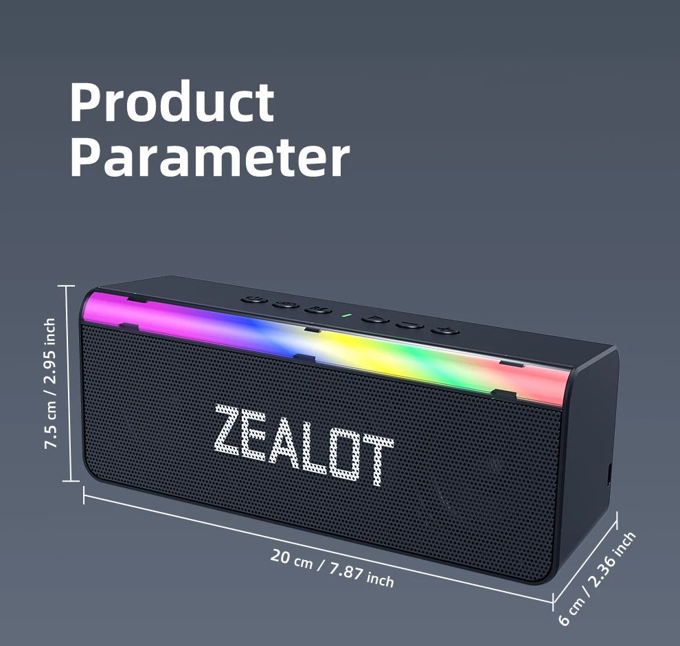Zealot-S72 Outdoor Bluetooth Speaker 20W Superior Sound and Bass Music Sound Box IPX6 Waterproof 10H Playtime Portable Speaker