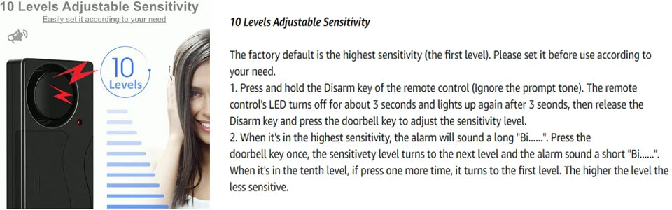 110dB Anti-Theft Vibration Alarm with Remote Control Alarm Door and Window Alarm Motorcycle Bicycle Security Sensors