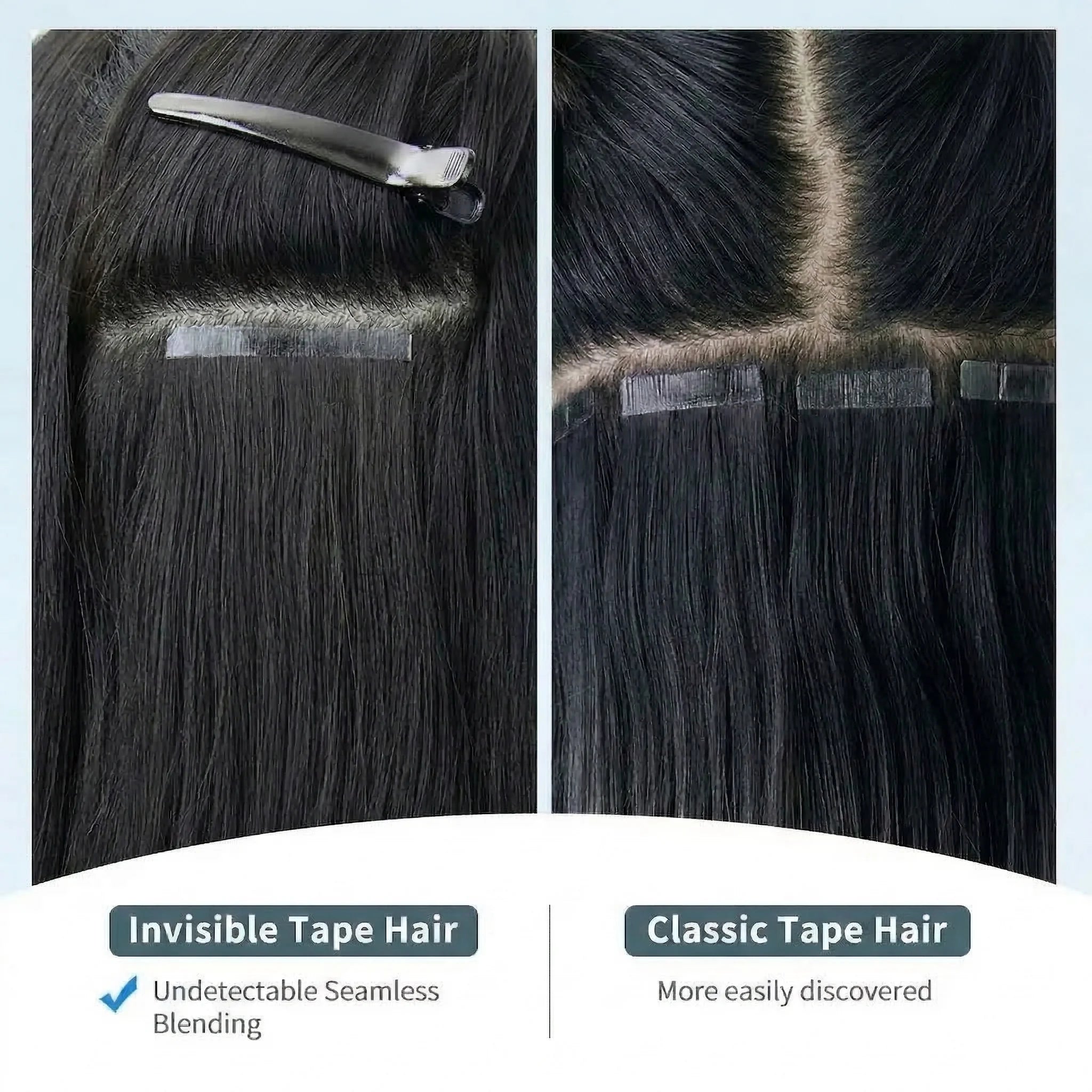 Seamless Invisible Straight Tape in Hair Extensions 100% Human Hair Brazilian Natural Black 16-22 Inch Skin Weft Tape Human Hair