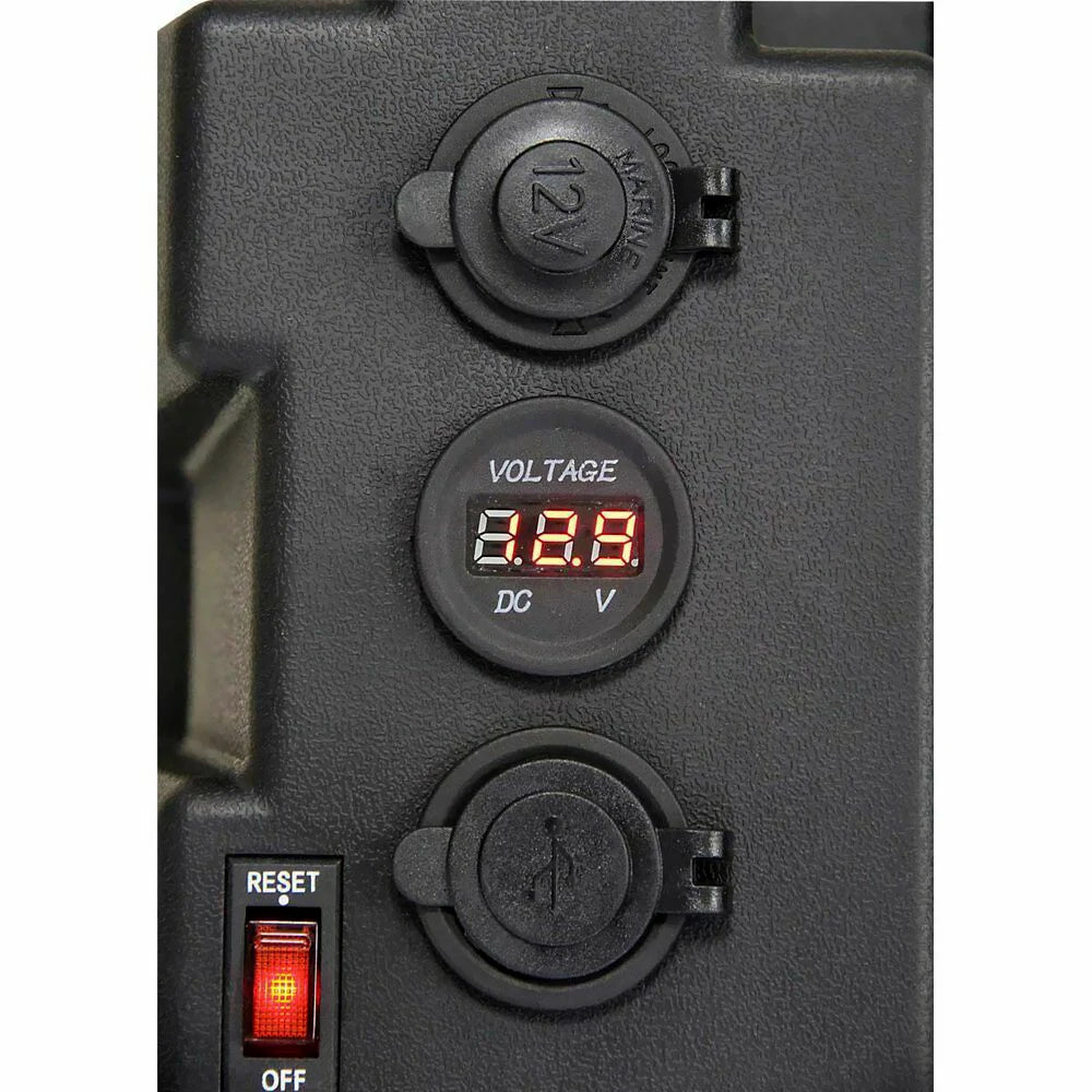12-24V Marine Battery Box with USB Charger & Voltmeter – Portable Power Supply for Boat, Car, RV, Outdoor