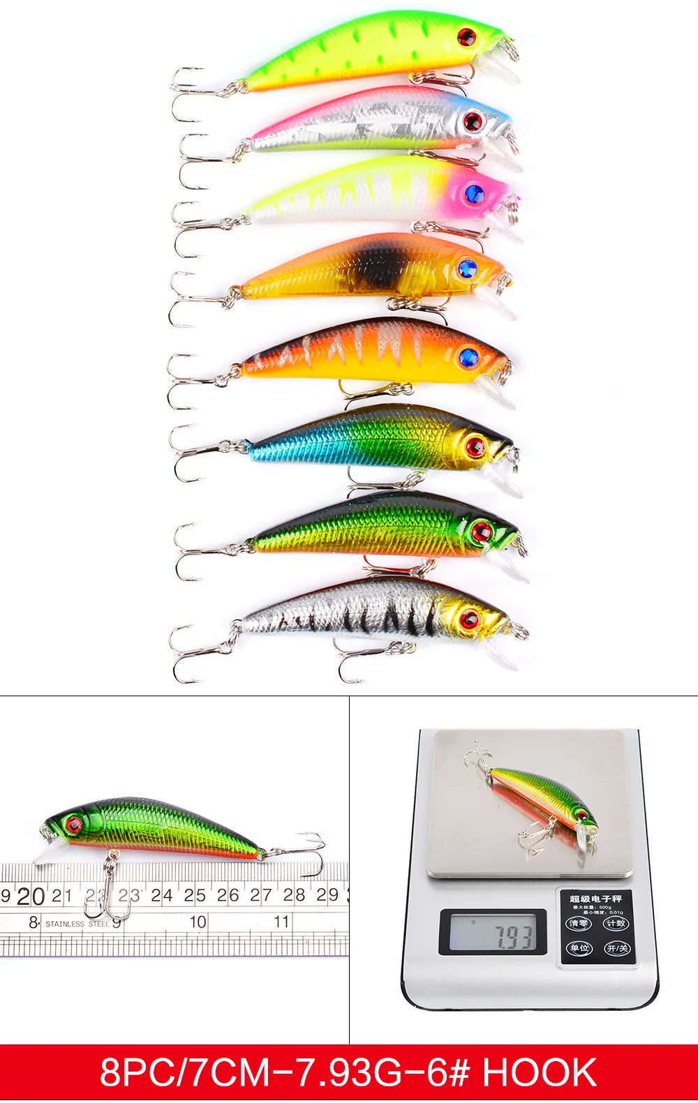 Set Múltiple Señuelos Ruia | Minnow Biónico | Crankbait Hundimiento | Bass | Wobbler con Anzuelos Triples - Firu Total Sales