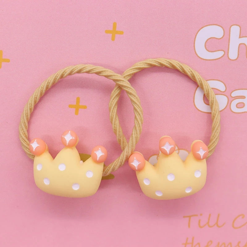 2Pcs/Set Halloween Gift Resin Strawberry Hair Accessories Colorful Hair Ties Children's Rubber Bands Kid Headband Scrunchies