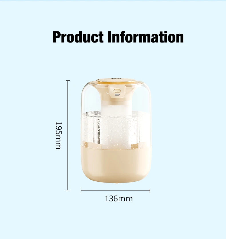 2200ML Air Humidifier USB Double Spray Port Mist Spray Heavy Fog Aroma Diffuser Essential Oils Color Light for Home Bedroom Gift