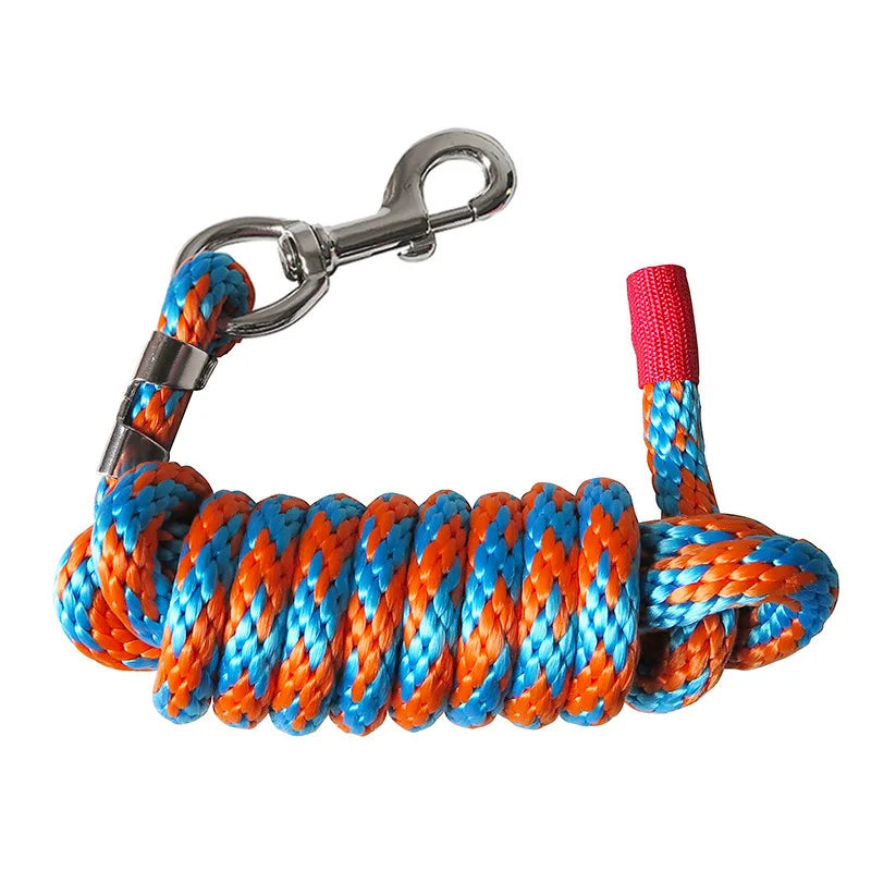 New 15MM Extra Thick Horse Lead Rope Cotton Weave Equestrian Rein Halters Braided Brass Plated Snap  Chain Bridle Leading Leash
