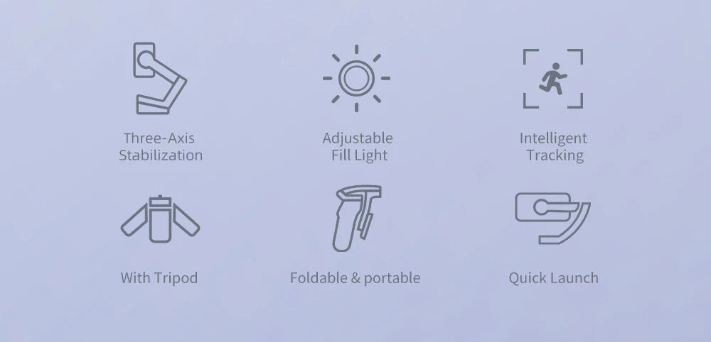 M01 3-Axis Smart Gimbal Handheld Stabilizer Selfie Tripod with Fill Light for Smartphone Anti Shake Foldable for Xiaomi iPhone - Firu Total Sales