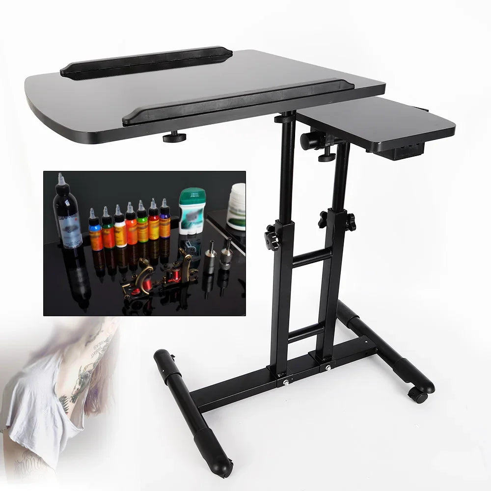 Portable Tattoo Workstation with Adjustable Table Dual Surface Design Iron and High-Density Board Impact-Resistant