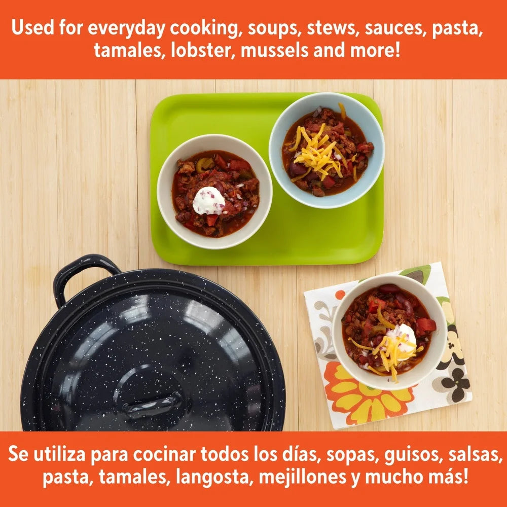 Olla Esmaltada para Sopa y Estofado | Doble Asa | Apta para Horno | Calor Uniforme 🍳