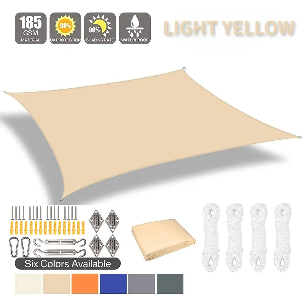 2x3/3x4/4x5/5x6M Sun Shade Sail Waterproof Outdoor Square Rectangle Garden Patio UV Block Party Canopy Pool Camp Awning Shelter