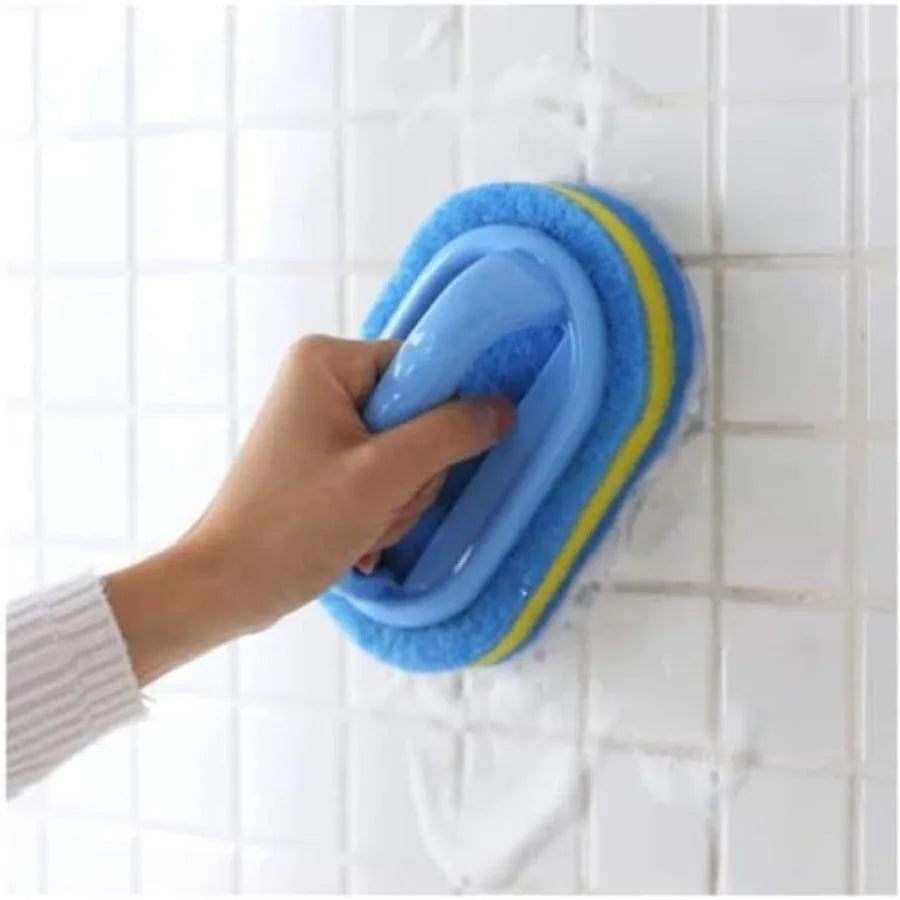 1-Piece Cleaning Brush for Bathroom Kitchen Bathtub Toilet Cleaner All Purpose Shower Sponge Scrubbing Brush with Ergonomic Han