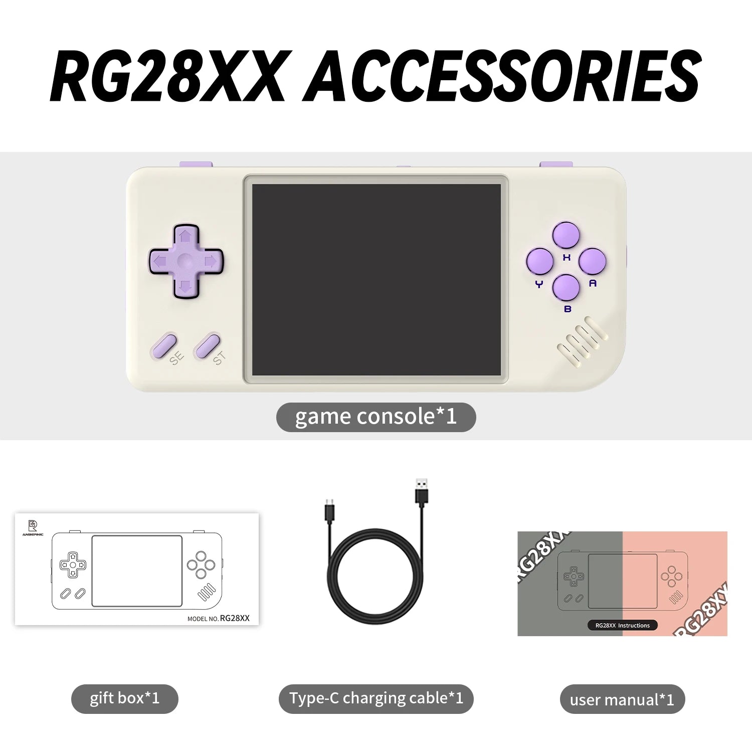 ANBERNIC RG28XX Handheld Game Console 2.83'' IPS Screen HDMI Output Portable Video Player Ebook Reader Game Player Gift Mini A30