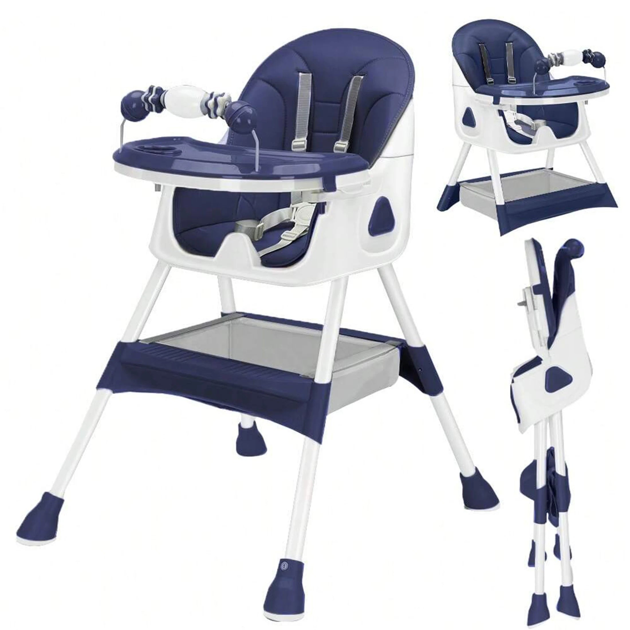 Silla Alta Plegable para Bebé E500 | Almohadilla Antideslizante y Porta Juguetes