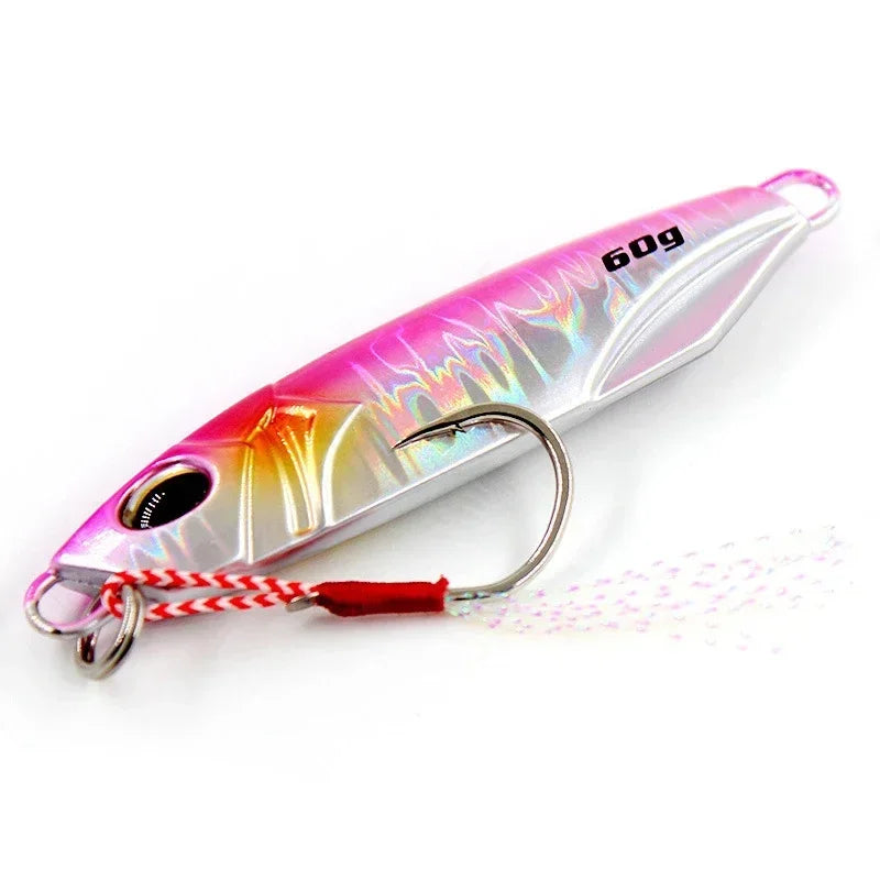 10-40Pcs Slow Jigging Fishing Cast Jigs Assist Hook Barbed Single Jig Hooks Thread Feather Pesca High Carbon Steel Fishing Lure