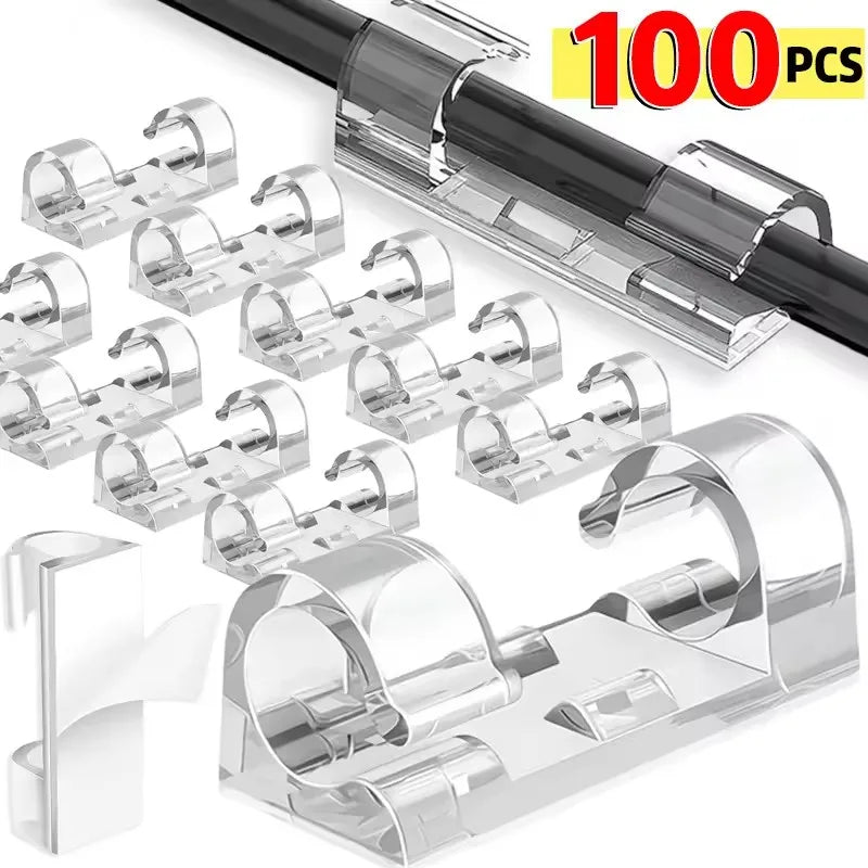 5-60Pcs Cable Clips Organizer Drop Wire Holder Cord Management Self-Adhesive Desk Tidy Cable Manager Fixed Clamp Wire Winder