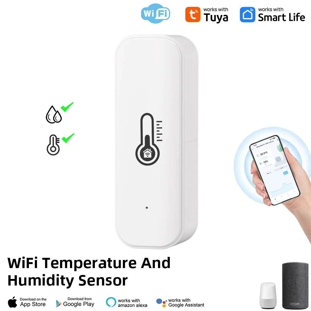 Tuya Zigbee or WiFi Temperature Humidity Sensor Home Connected Thermometer Compatible With Smart Life Alexa Google Assistant