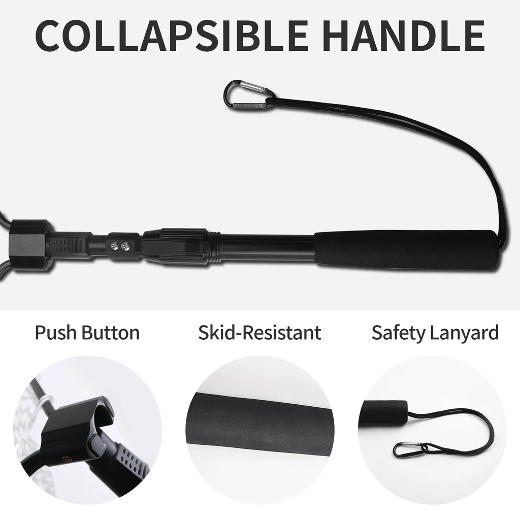 Collapsible Fishing Landing Net with Telescoping Pole Handle Extend to 190cm 100cm 80cm Fishing Net For Saltwater Freshwater