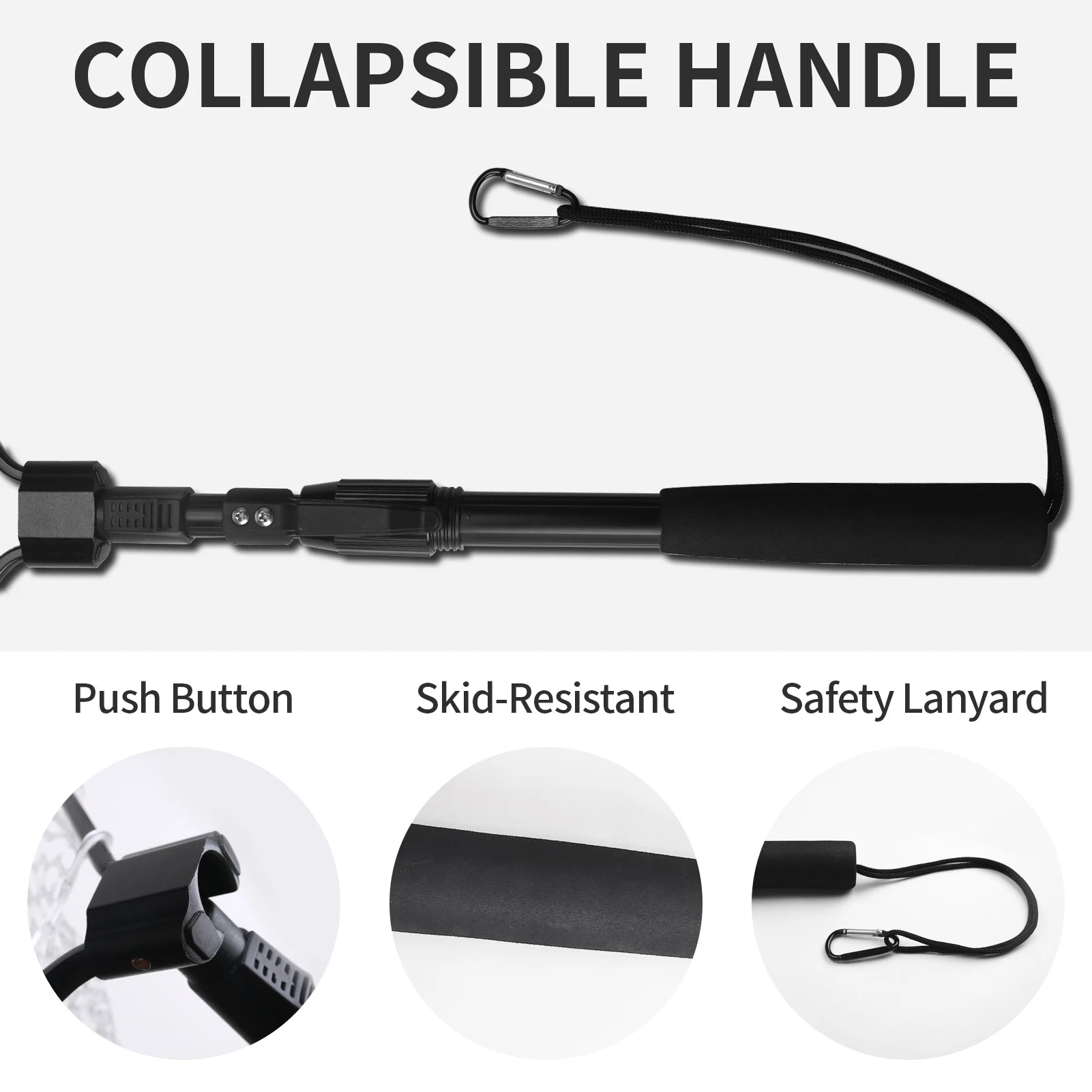 Collapsible Fishing Landing Net with Telescoping Pole Handle Extend to 190cm 100cm 80cm Fishing Net For Saltwater Freshwater